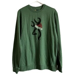 Browning Christmas Sweatshirt Men's Size Large Hunting Crew Neck Holiday Sweater